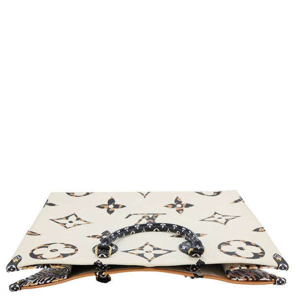 LOUIS VUITTON Onthego Jungle GM Giant Monogram Canvas Tote Shoulder Bag White