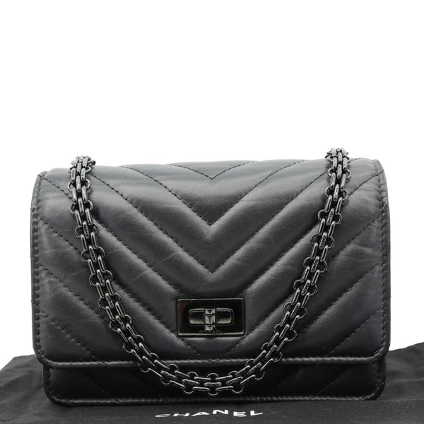 CHANEL Reissue Chevron Leather Wallet On Chain Black