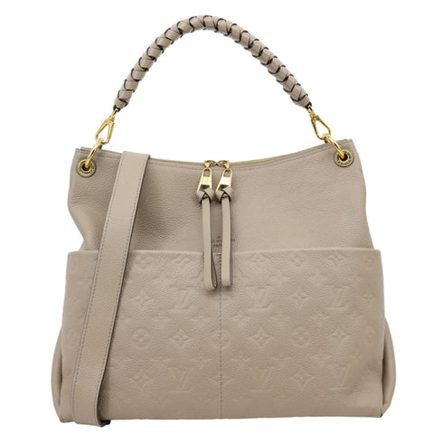 LOUIS VUITTON Maida Monogram Empreinte Leather Hobo Shoulder Bag Beige