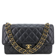 CHANEL Classic Double Flap Jumbo Quilted Caviar Leather Shoulder Bag Black