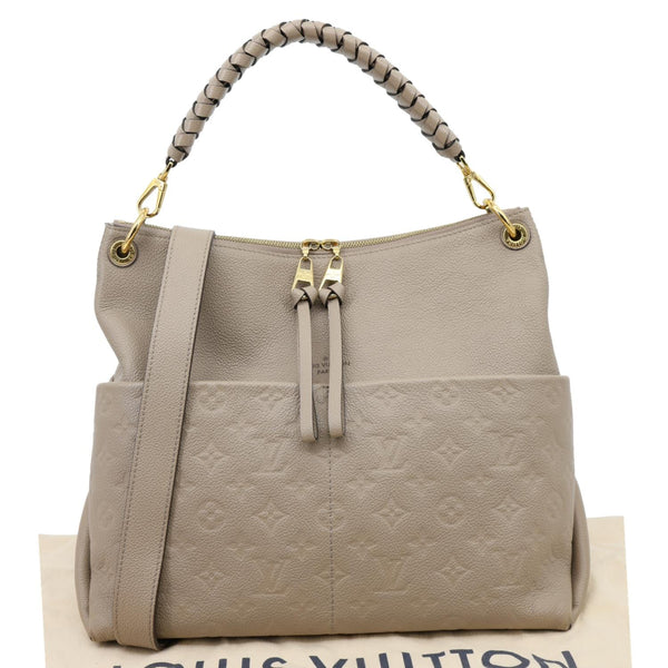LOUIS VUITTON Maida Monogram Empreinte Leather Hobo Shoulder Bag Beige