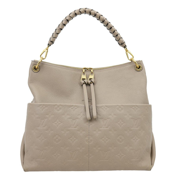LOUIS VUITTON Maida Monogram Empreinte Leather Hobo Shoulder Bag Beige