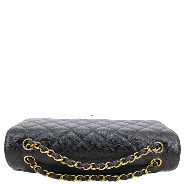 CHANEL Classic Double Flap Jumbo Quilted Caviar Leather Shoulder Bag Black