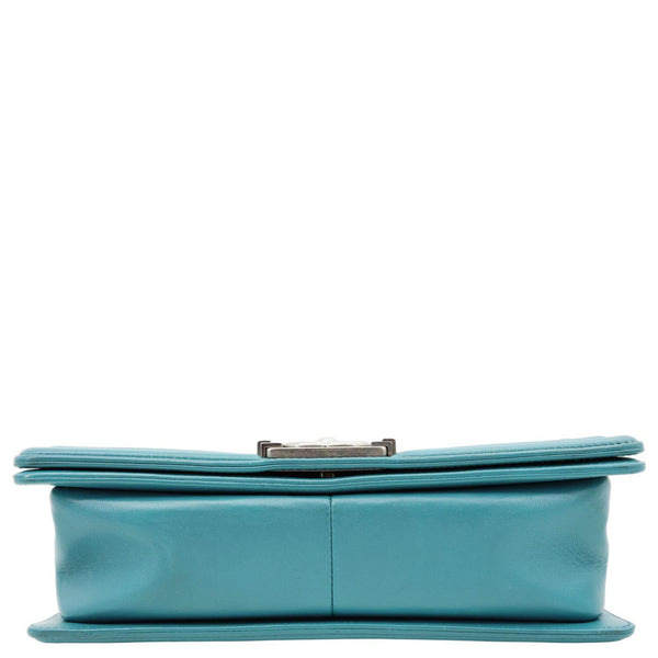 CHANEL Boy Flap Medium Quilted Leather Crossbody Bag Teal