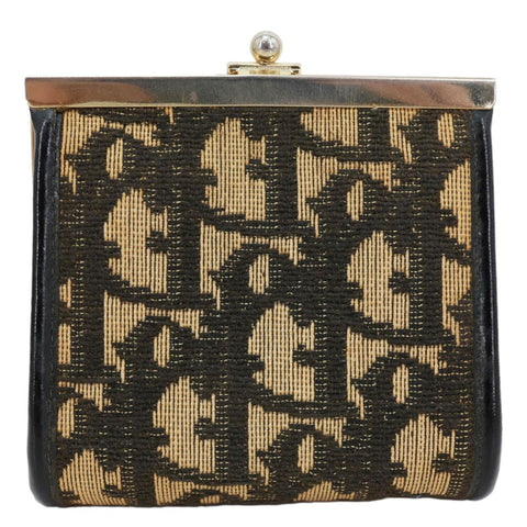 CHRISTIAN DIOR Vintage Trotter Monogram jacquard Canvas Coin Purse Beige