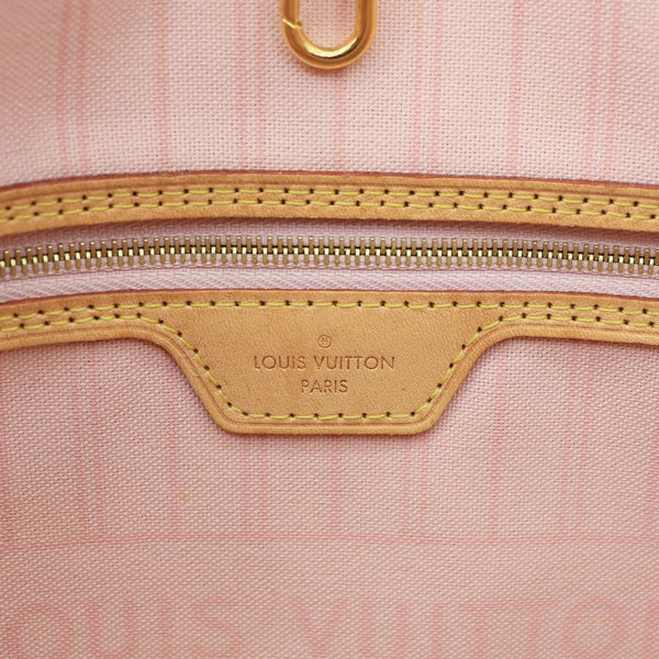 LOUIS VUITTON Neverfull MM Damier Azur Shoulder Bag Rose Ballerine