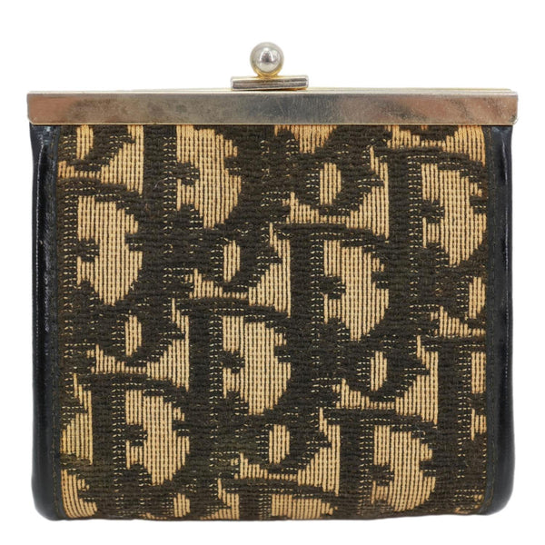 CHRISTIAN DIOR Vintage Trotter Monogram jacquard Canvas Coin Purse Beige