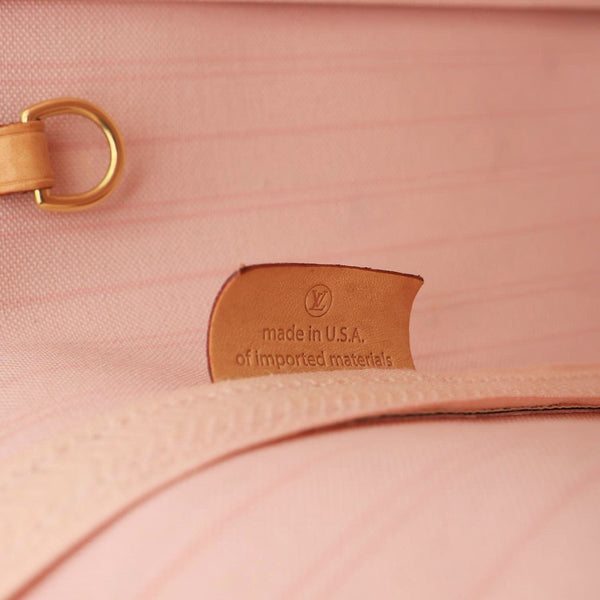 LOUIS VUITTON Neverfull MM Damier Azur Shoulder Bag Rose Ballerine