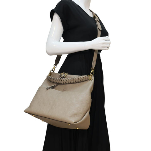 LOUIS VUITTON Maida Monogram Empreinte Leather Hobo Shoulder Bag Beige