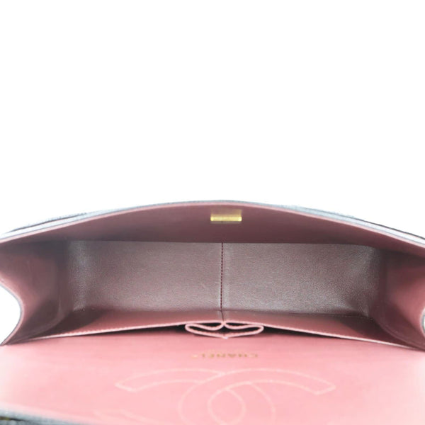 CHANEL Classic Double Flap Jumbo Quilted Caviar Leather Shoulder Bag Black