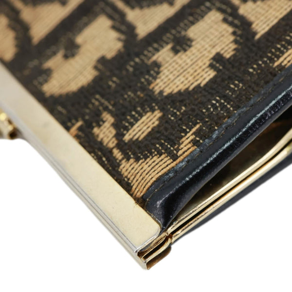 CHRISTIAN DIOR Vintage Trotter Monogram jacquard Canvas Coin Purse Beige
