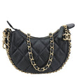 CHANEL Chain Around Mini Quilted Lambskin Leather Hobo Bag Black