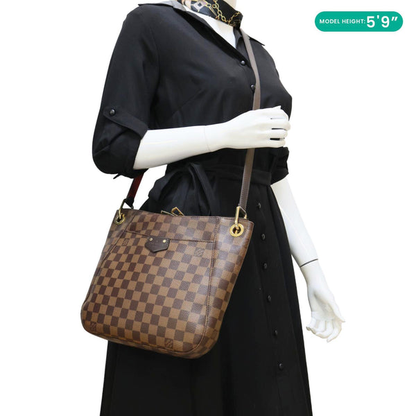 LOUIS VUITTON South Bank Besace Damier Ebene Crossbody Bag Brown
