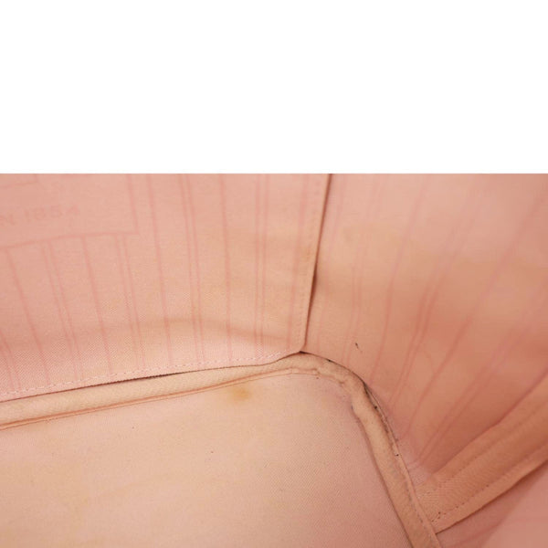 LOUIS VUITTON Neverfull MM Damier Azur Shoulder Bag Rose Ballerine