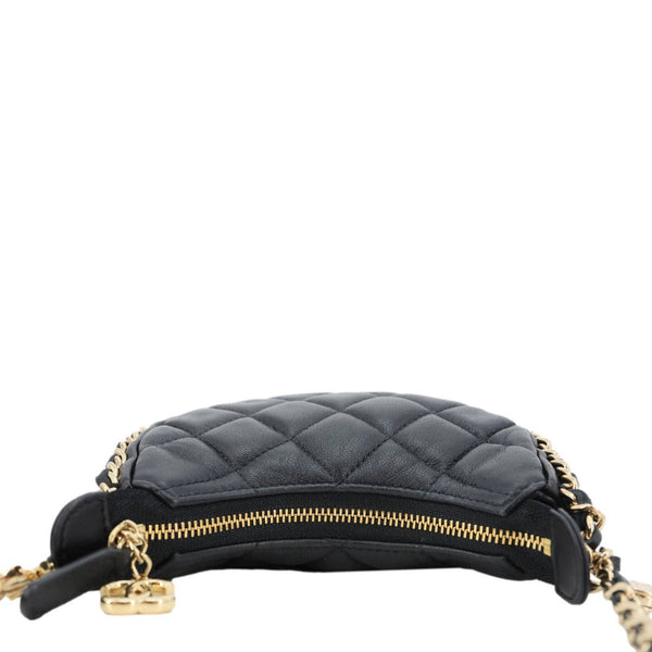 CHANEL Chain Around Mini Quilted Lambskin Leather Hobo Bag Black