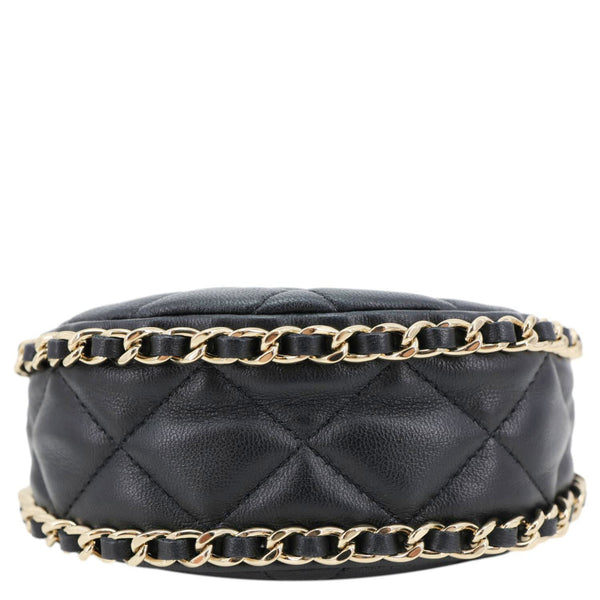 CHANEL Chain Around Mini Quilted Lambskin Leather Hobo Bag Black
