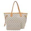 LOUIS VUITTON Neverfull MM Damier Azur Shoulder Bag Rose Ballerine