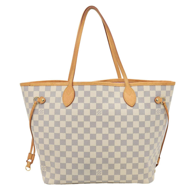 LOUIS VUITTON Neverfull MM Damier Azur Shoulder Bag Rose Ballerine