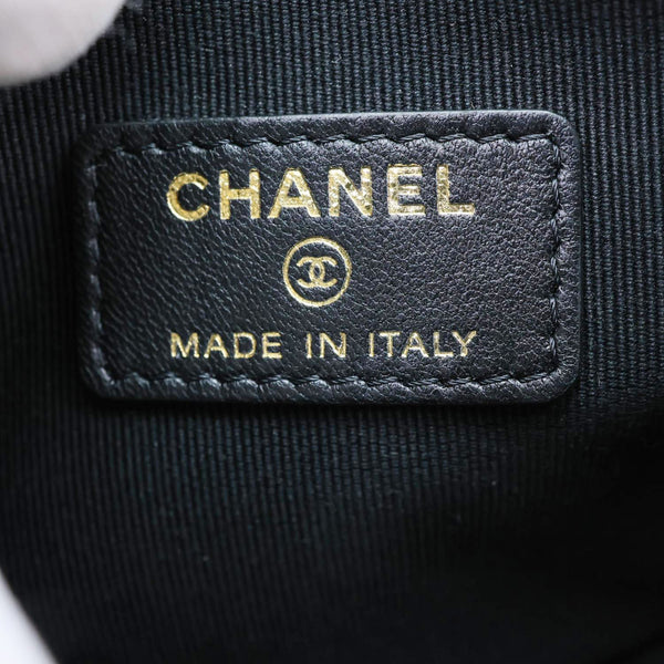 CHANEL Chain Around Mini Quilted Lambskin Leather Hobo Bag Black