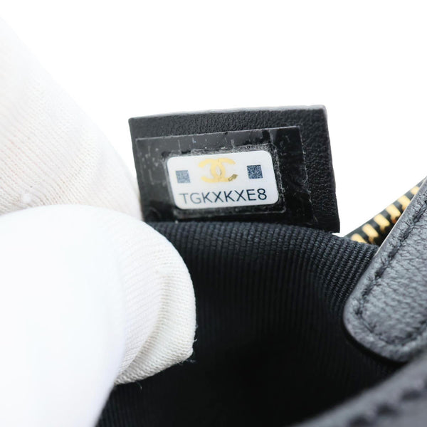 CHANEL Chain Around Mini Quilted Lambskin Leather Hobo Bag Black