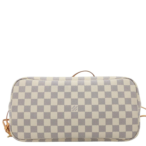 LOUIS VUITTON Neverfull MM Damier Azur Shoulder Bag Rose Ballerine