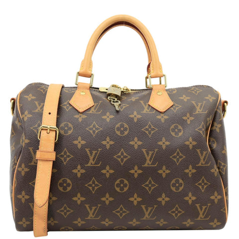 LOUIS VUITTON Speedy 30 Monogram Canvas Shoulder Bag Brown