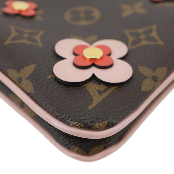 LOUIS VUITTON Blooming Flowers Pochette Monogram Canvas Chain Crossbody Bag Brown