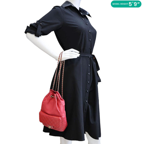 CHANEL In Seoul Small Quilted Lambskin Backpack Bag Red