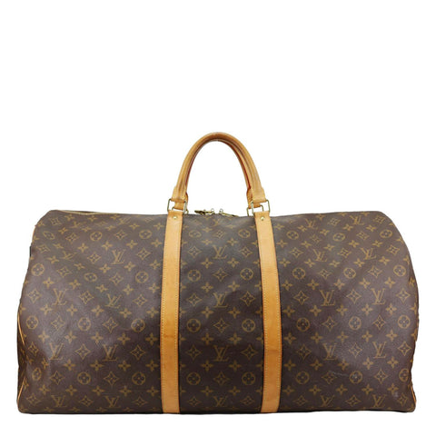LOUIS VUITTON Keepall 55  Monogram Canvas Travel Bag Brown