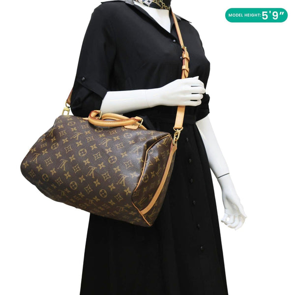 LOUIS VUITTON Speedy 30 Monogram Canvas Shoulder Bag Brown