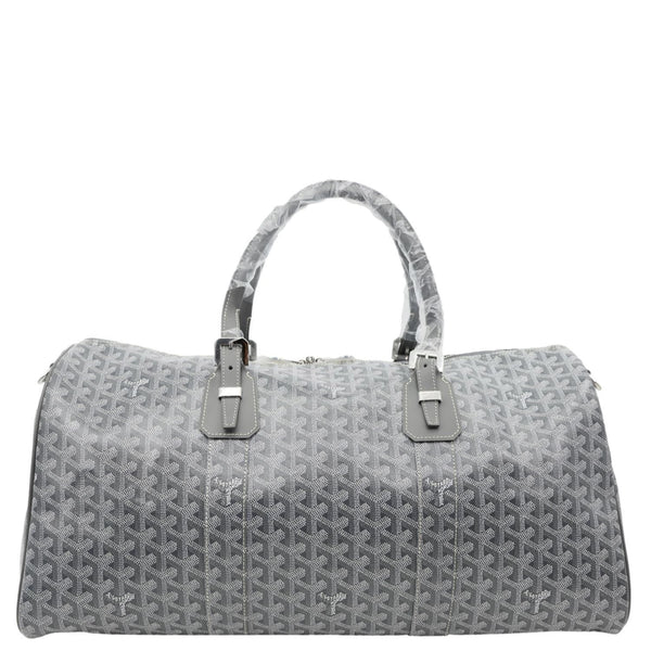 GOYARD 50 Chevron Print Canvas Boston Bag Grey
