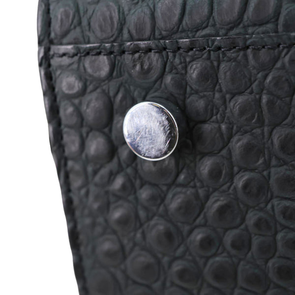 YVES SAINT LAURENT Sac de Jour Crocodile Embossed Leather Satchel Bag Green