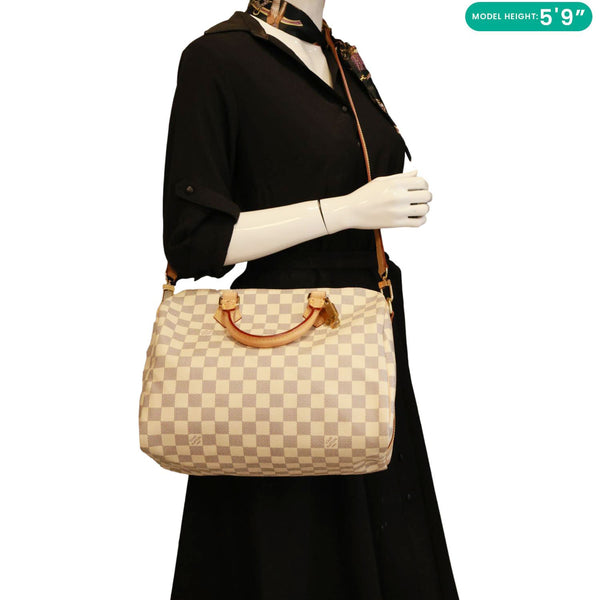 LOUIS VUITTON Speedy 30 Bandouliere Monogram Empreinte Leather Shoulder Bag White