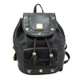 MCM Logo Vintage Leather Drawstring Backpack Black