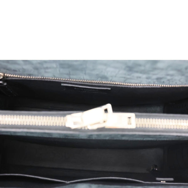 YVES SAINT LAURENT Sac de Jour Crocodile Embossed Leather Satchel Bag Green