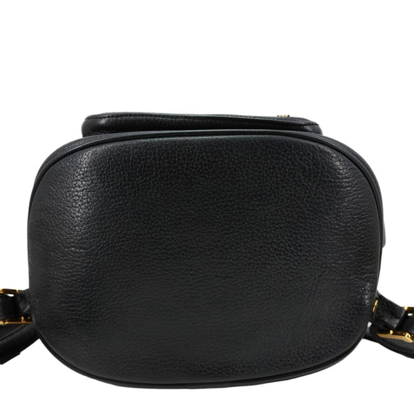 MCM Logo Vintage Leather Drawstring Backpack Black