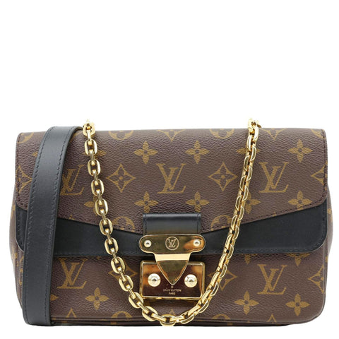 LOUIS VUITTON Marceau Monogram Canvas Chain Shoulder Bag Black
