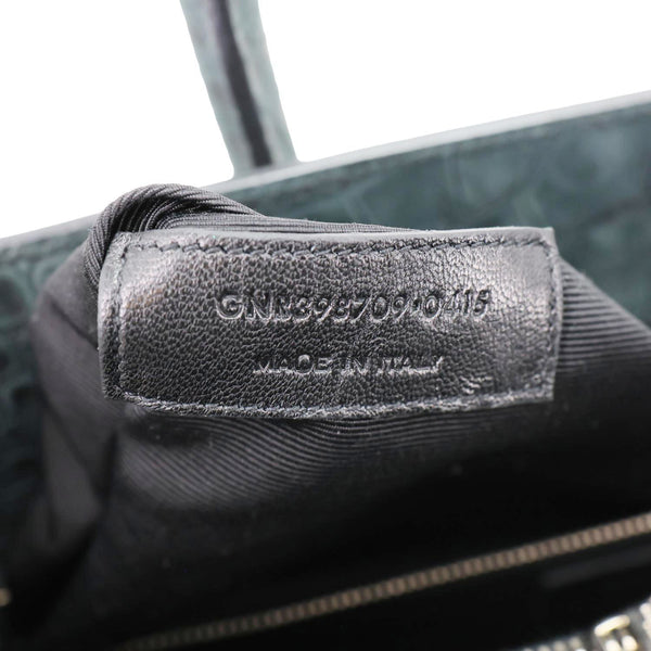 YVES SAINT LAURENT Sac de Jour Crocodile Embossed Leather Satchel Bag Green