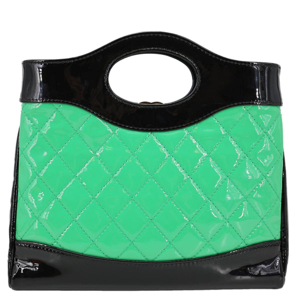 CHANEL Mini 31 Quilted Calfskin Patent Leather Shopping Crossbody Bag Green