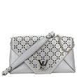 LOUIS VUITTON Love Note Studs Perforated Leather Chain Clutch Silver