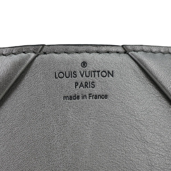 LOUIS VUITTON Love Note Studs Perforated Leather Chain Clutch Silver