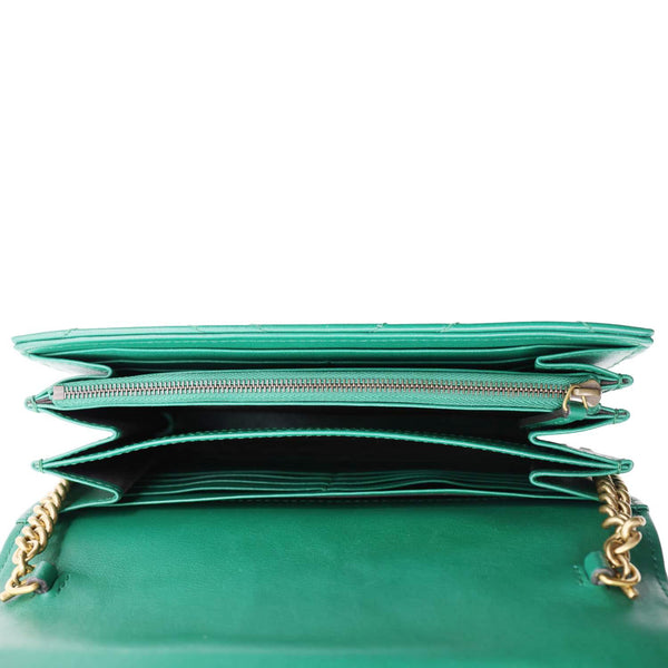 GUCCI GG Marmont Leather Crossbody Bag Green 474575