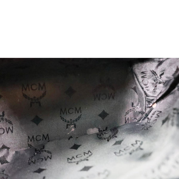 MCM Logo Vintage Leather Drawstring Backpack Black