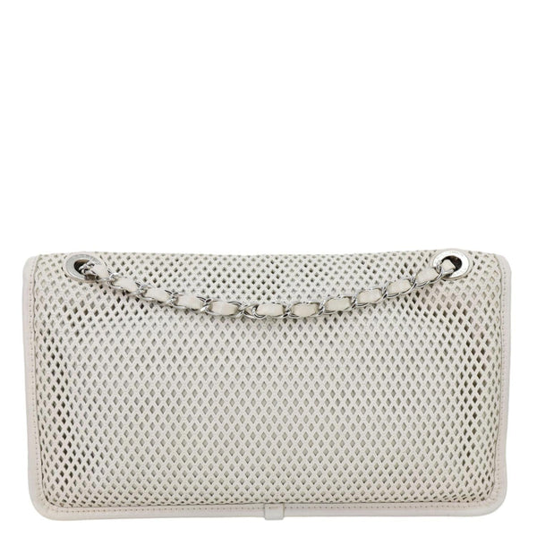 CHANEL Up In The Air Flap Perforated Calfskin Leather Shoulder Bag White