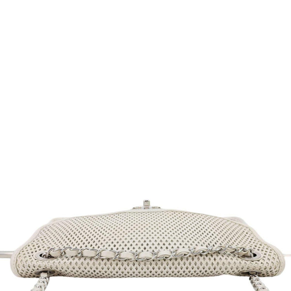 CHANEL Up In The Air Flap Perforated Calfskin Leather Shoulder Bag White