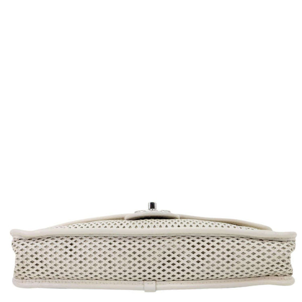 CHANEL Up In The Air Flap Perforated Calfskin Leather Shoulder Bag White