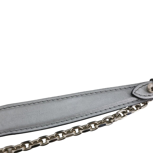 LOUIS VUITTON Love Note Studs Perforated Leather Chain Clutch Silver
