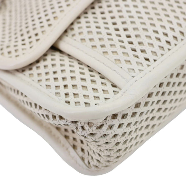 CHANEL Up In The Air Flap Perforated Calfskin Leather Shoulder Bag White