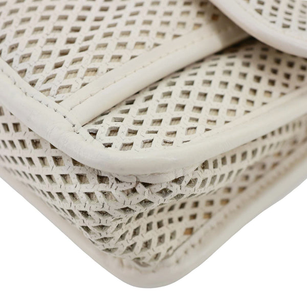 CHANEL Up In The Air Flap Perforated Calfskin Leather Shoulder Bag White