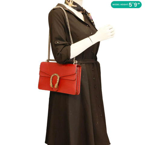 GUCCI Dionysus Small Dollar Calfskin Leather Shoulder Bag Red 400249